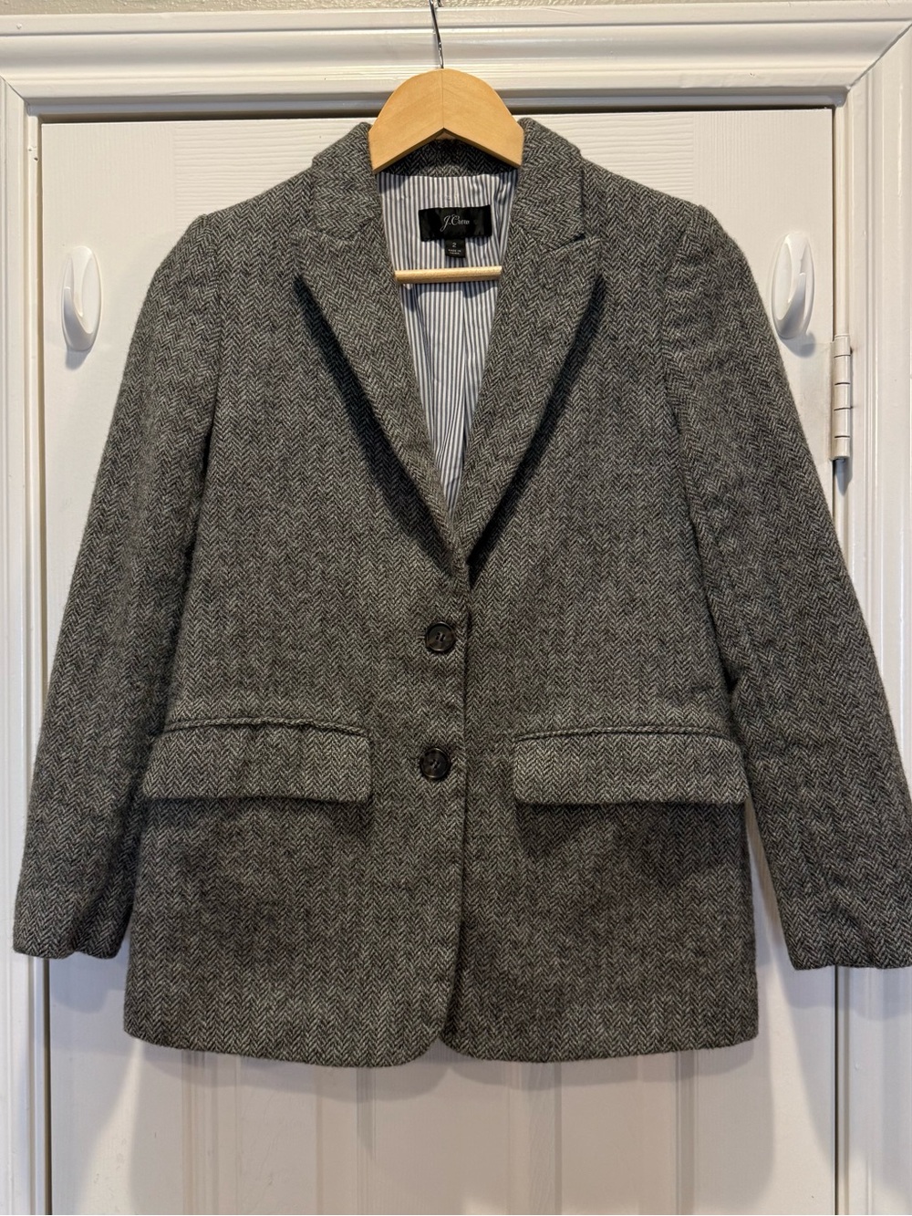 J Crew Sommerset Blazer Graphite English Wool Herringbone Preppy Academia Sz 2 - Picture 2 of 12